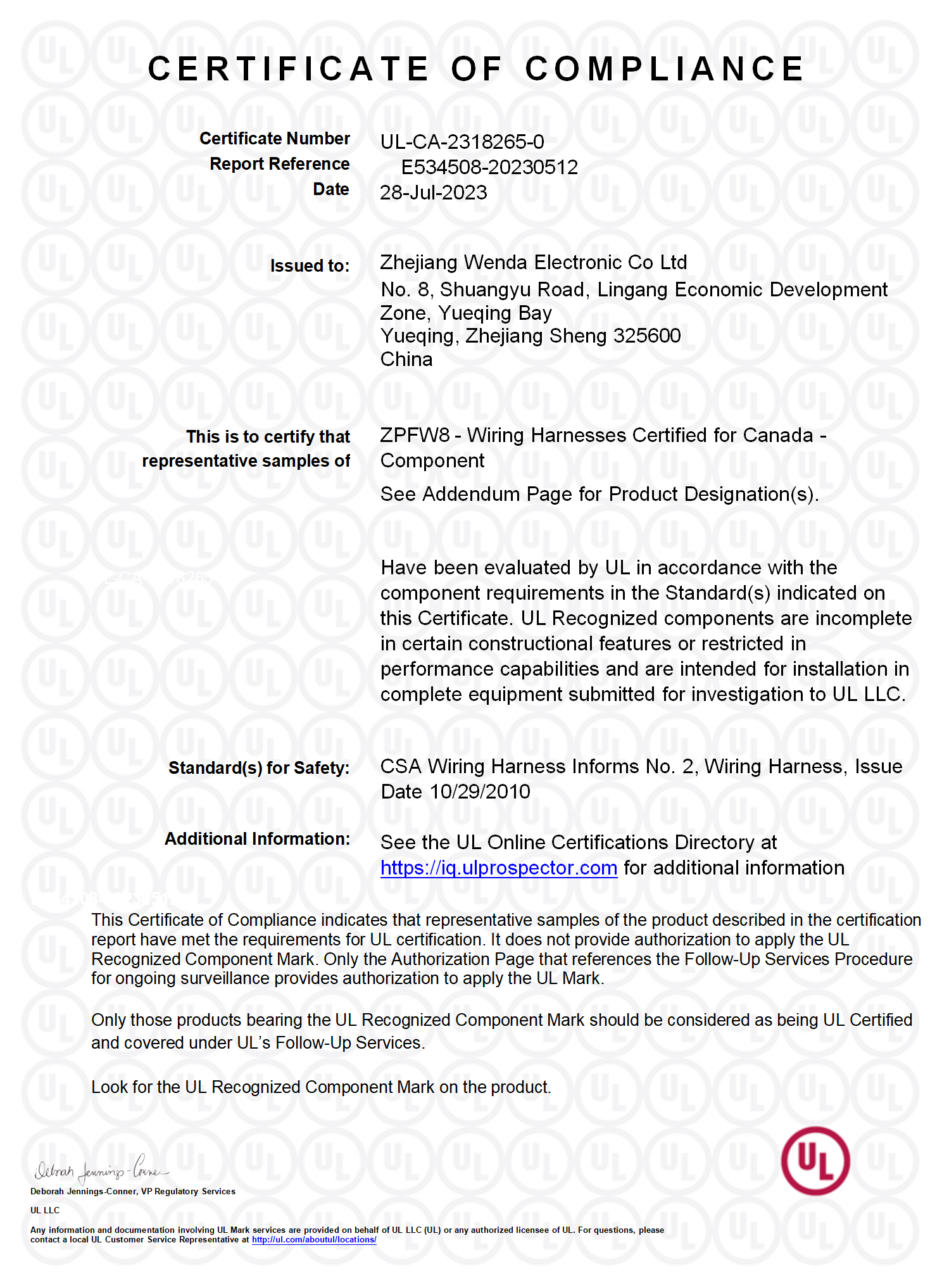 Certificate of compliance